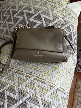 Michael Kors Olive Green Leather Crossbody with Gold Hardware